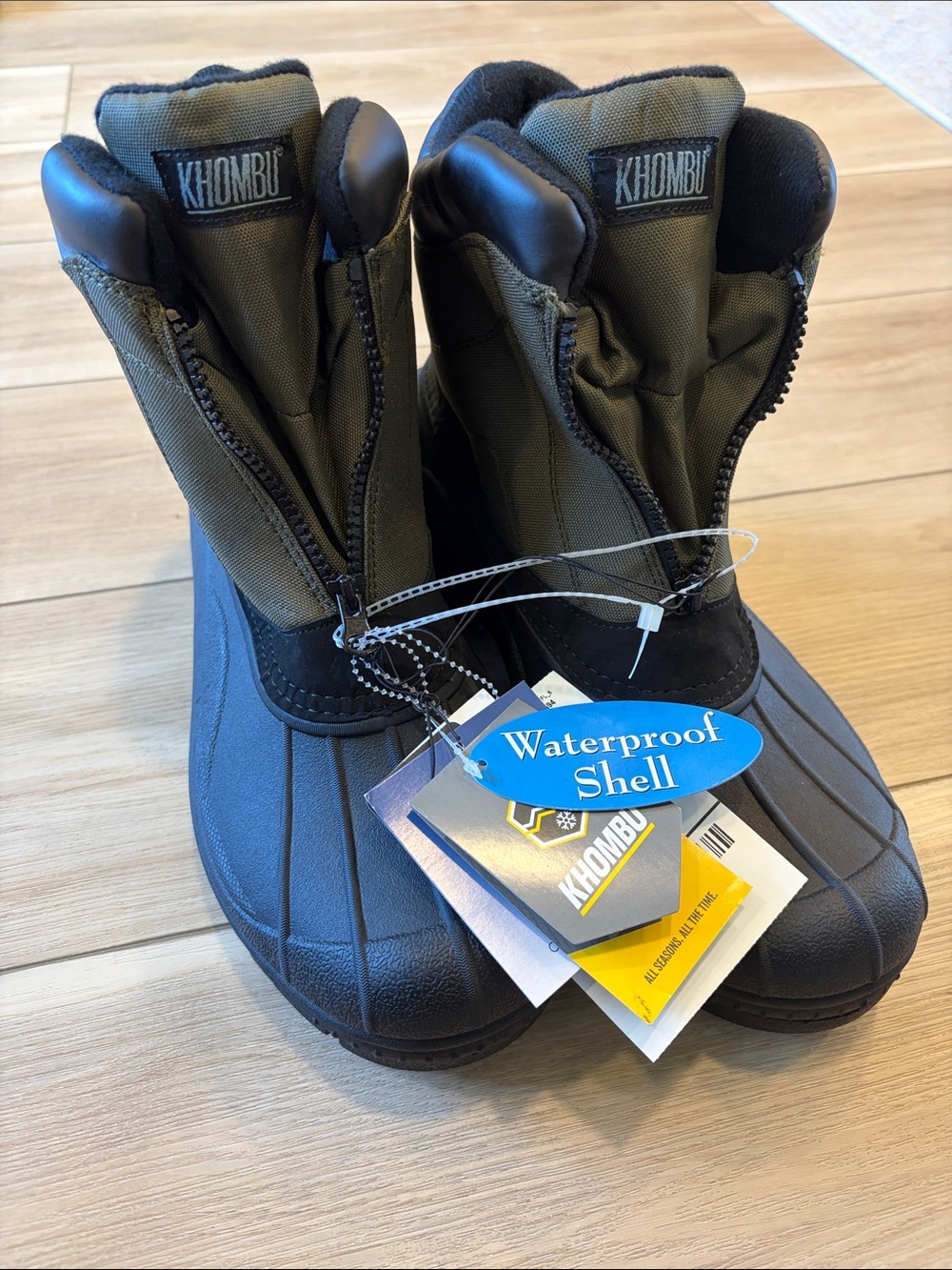 New Khombu Olive Green and Black mens Waterproof Winter Boots
